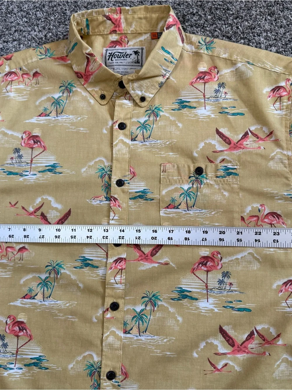 Howler Brothers Mansfield XXL Flamingo Tropical Hawaiian Shirt